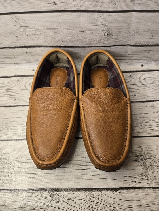 L.L. Bean Leather Slip On Loafers Men’s 8 Brown Moccasin Driving Shoes main image 6